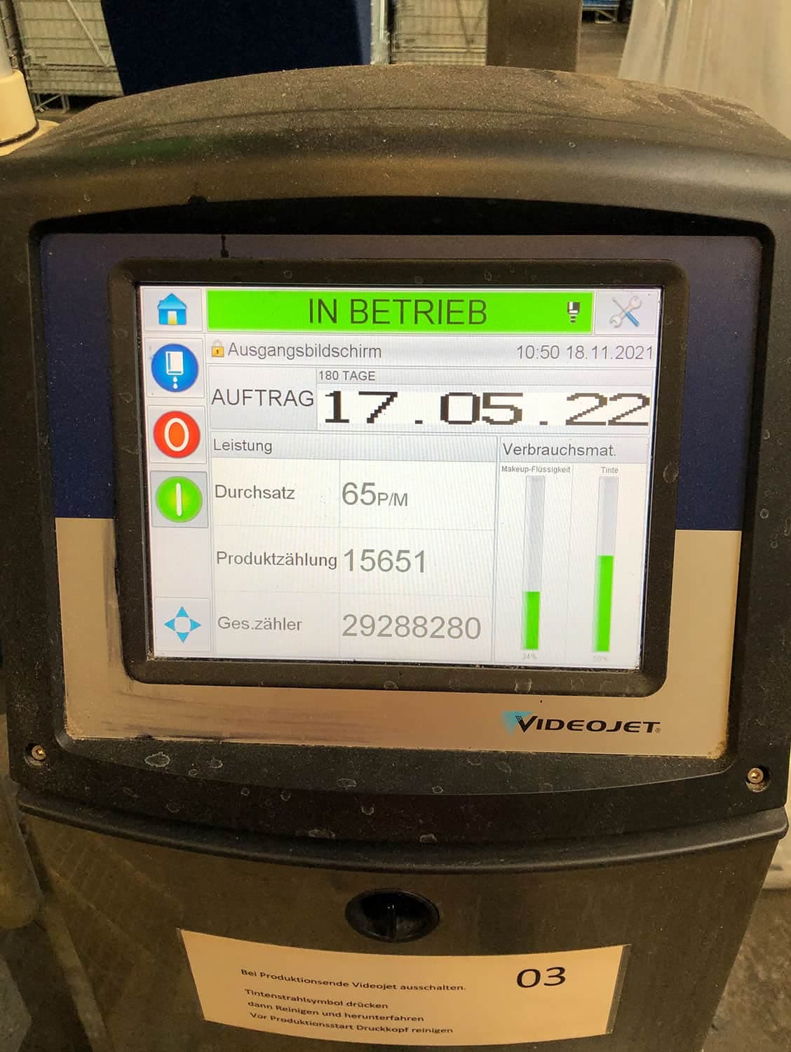 Control unit of Kettner packaging line